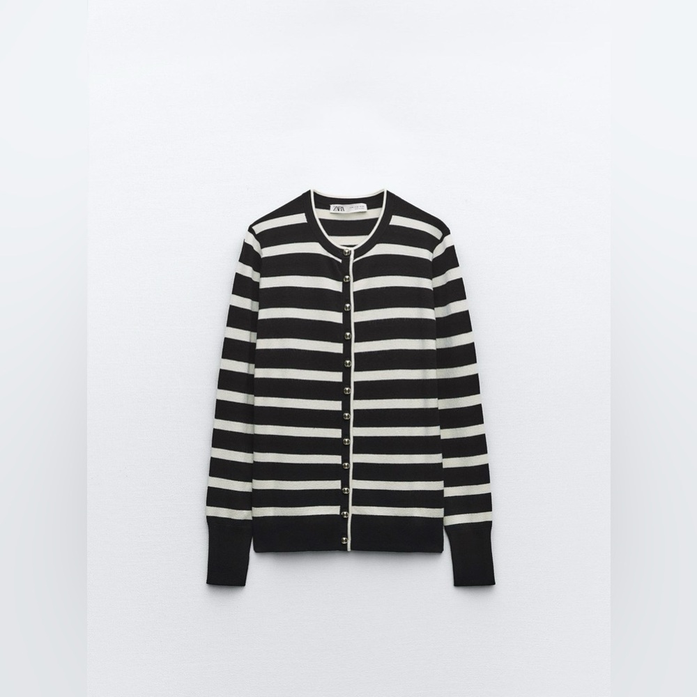 ZARA buttoned striped knit cardigan